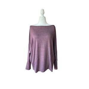 Poetsky Mauve Wide Neck Oversized Long Sleeve Stretch Top Women's Size 3XL